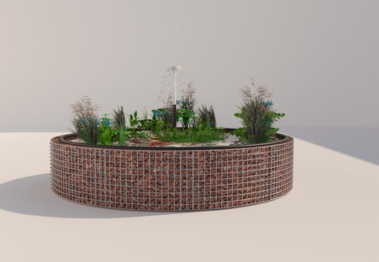 Gabion raised pond, round, outer diameter 232 cm, height 50 cm, mesh size 5 x 5 cm, wall thickness 15 cm