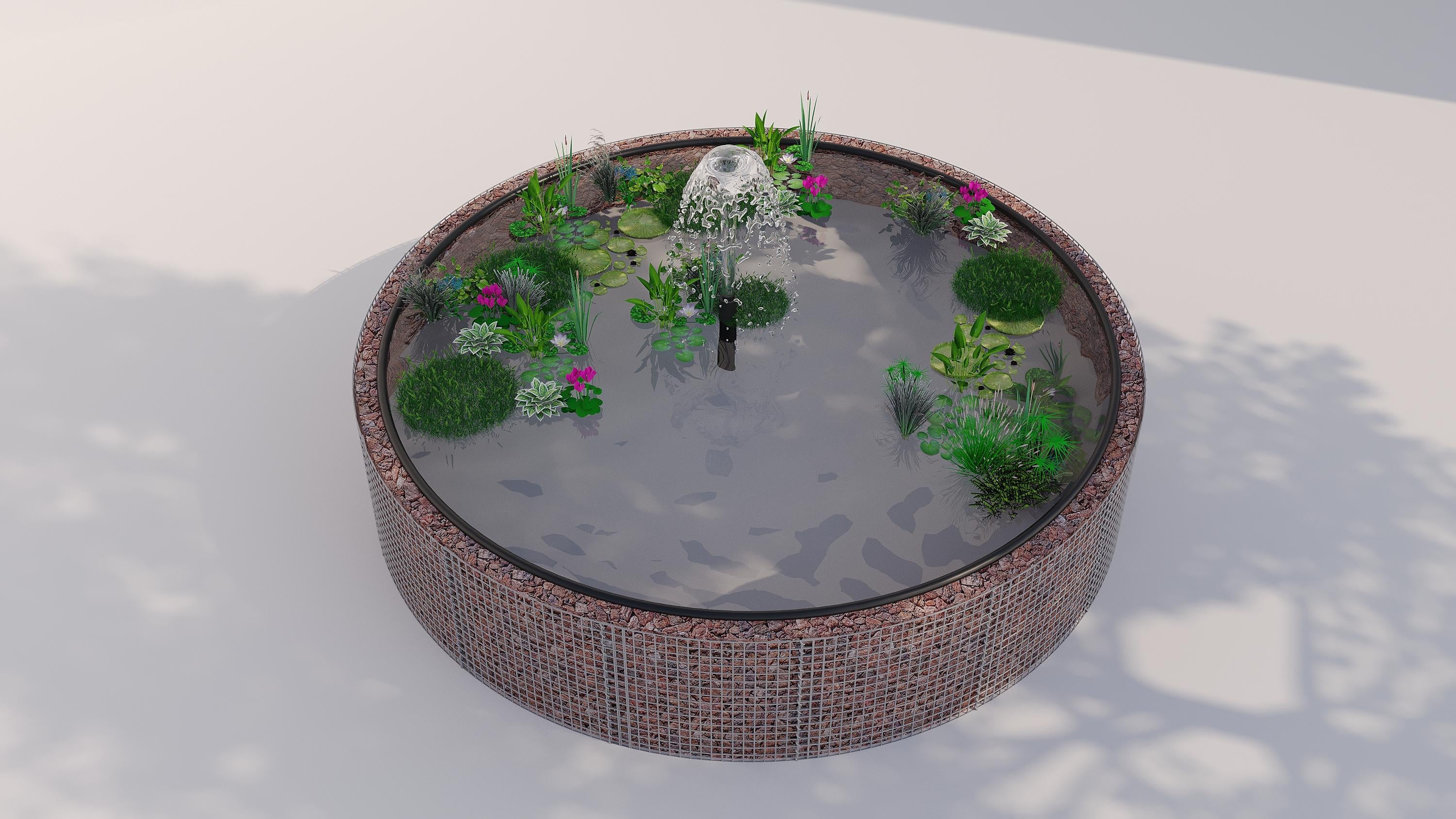 Gabion-dam, rund, ydre diameter 202 cm, højde 80 cm, maskestørrelse 5 x 5 cm, vægtykkelse 15 cm