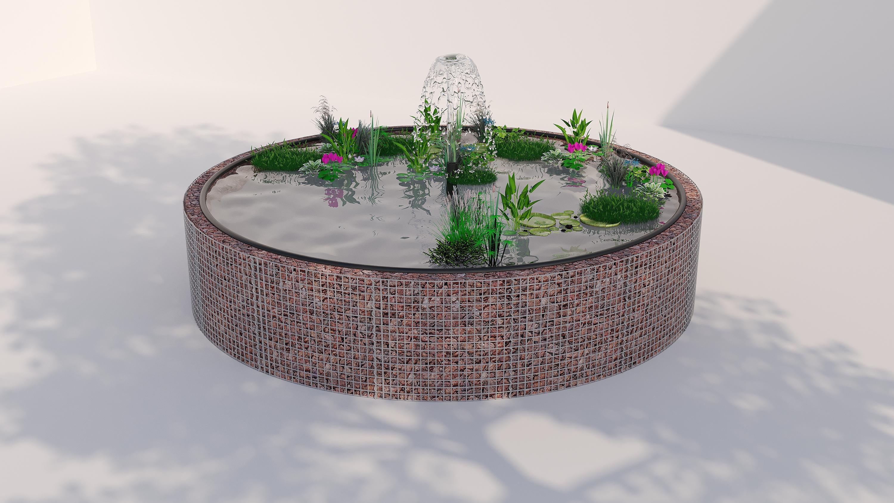 Gabion-dam, rund, ydre diameter 202 cm, højde 80 cm, maskestørrelse 5 x 5 cm, vægtykkelse 15 cm