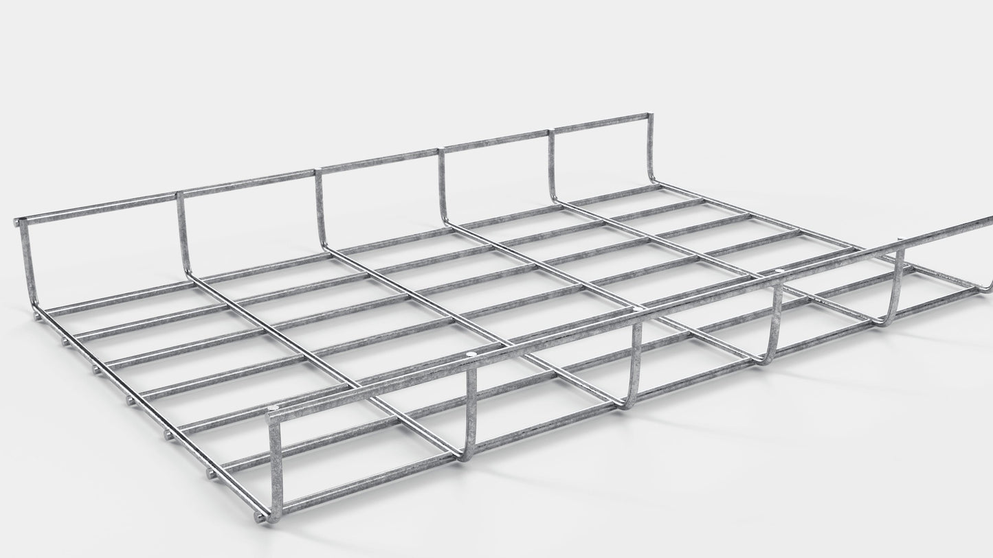 Lengte kabelkanaal 29 cm, diepte 5 cm, maaswijdte 5 x 10 cm