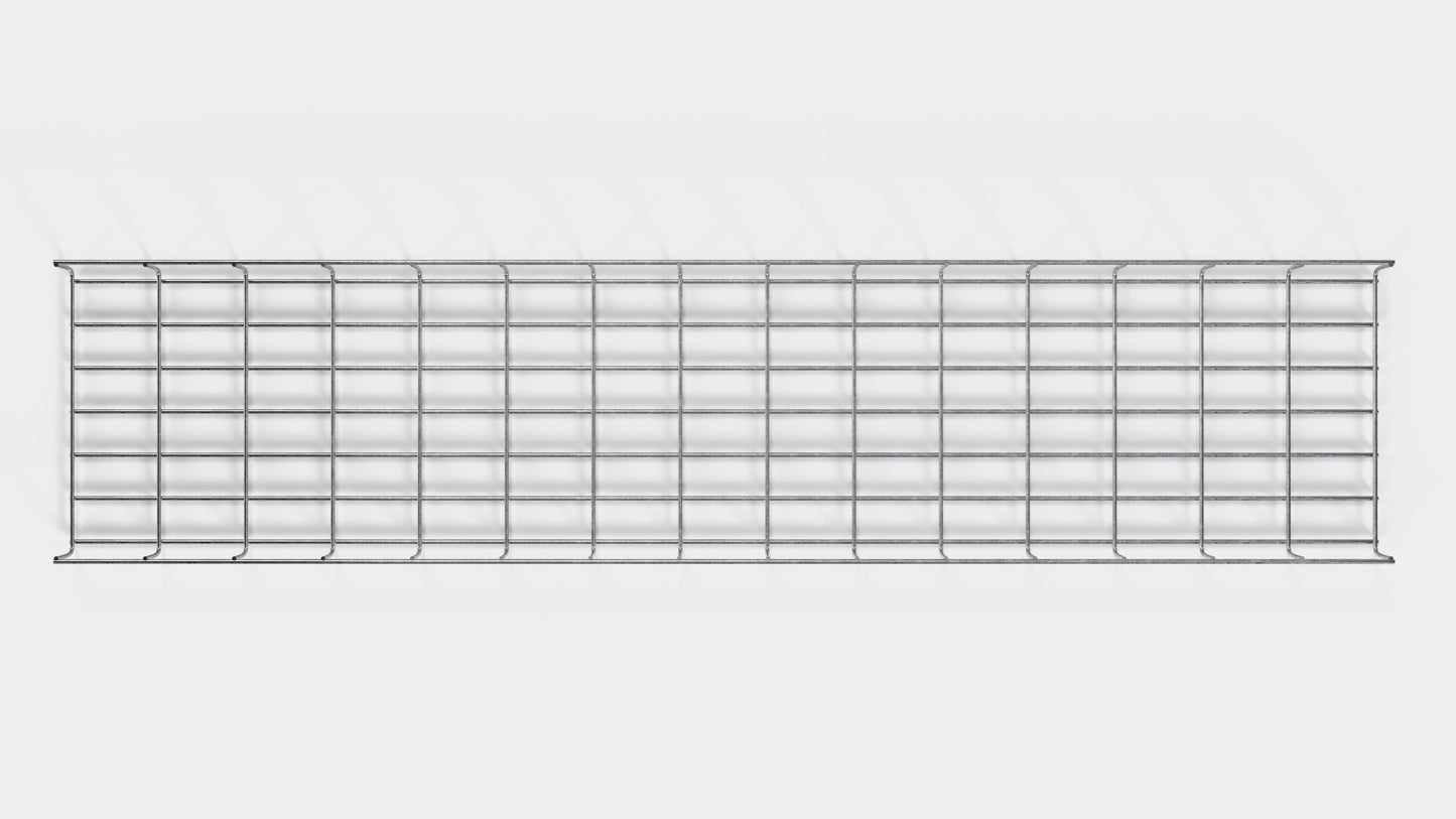 Lengte kabelkanaal 29 cm, diepte 5 cm, maaswijdte 5 x 10 cm