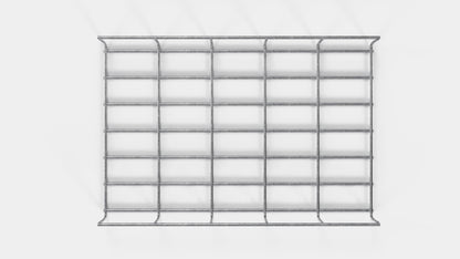 Lengte kabelkanaal 29 cm, diepte 5 cm, maaswijdte 5 x 10 cm