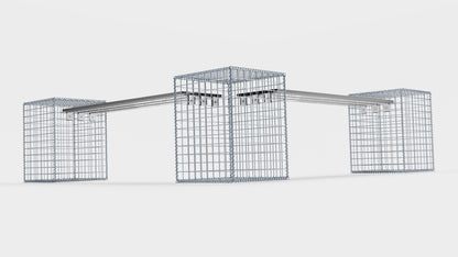 Trädgårdsbänk 3 spiralgabioner - 205 x 60 x 40 cm (L x H x D) MW 5 x 5 cm, med återvunnen topp i antracit