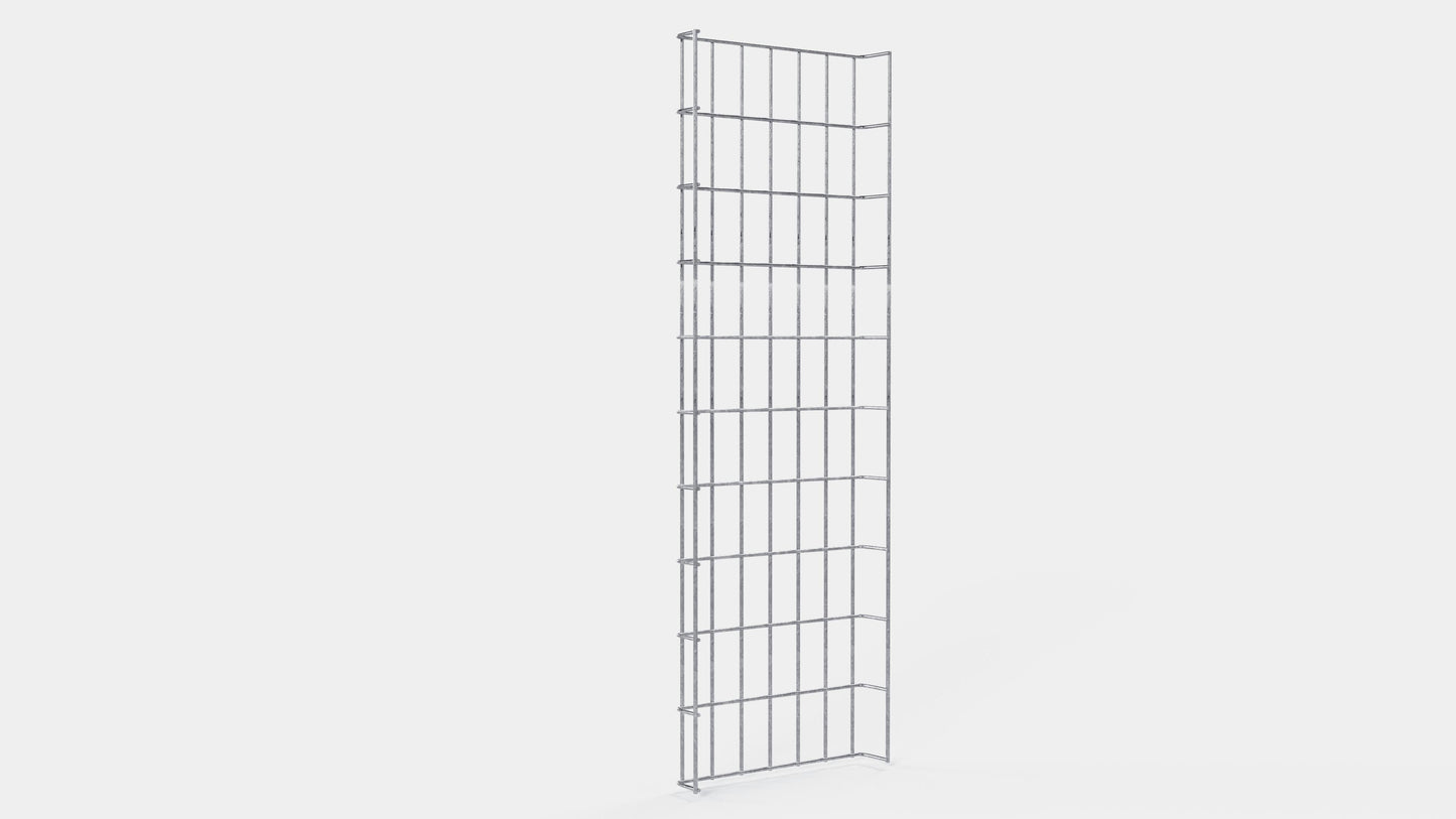 Lengte kabelkanaal 29 cm, diepte 5 cm, maaswijdte 5 x 10 cm