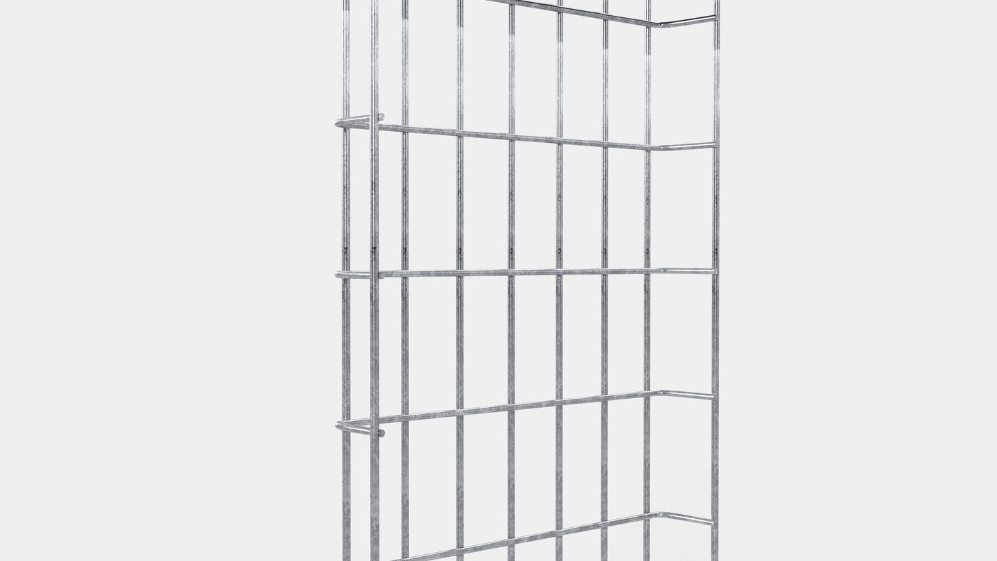 Lengte kabelkanaal 29 cm, diepte 5 cm, maaswijdte 5 x 10 cm