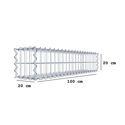 Gabbione 100 cm x 20 cm x 20 cm (L x H x P), maglia 5 cm x 10 cm, spirale