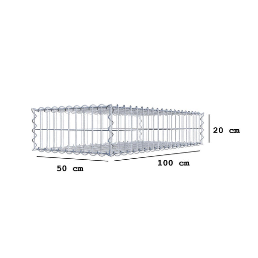 Schanskorf 100 cm x 20 cm x 50 cm (L x H x D), maaswijdte 5 cm x 10 cm, spiraalvormig