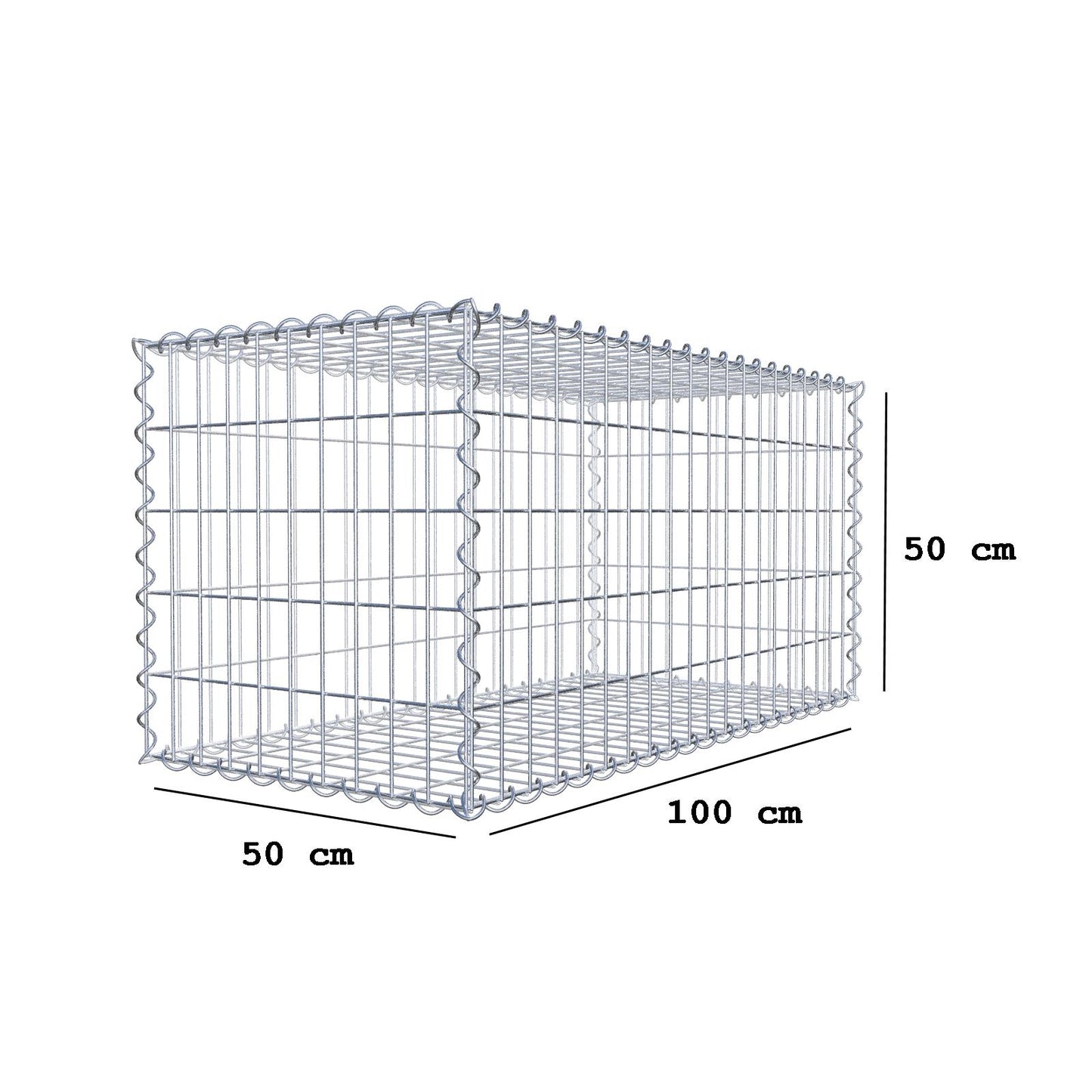 Gabion 100 cm x 50 cm x 50 cm (L x H x P), mailles 5 cm x 10 cm, spirale