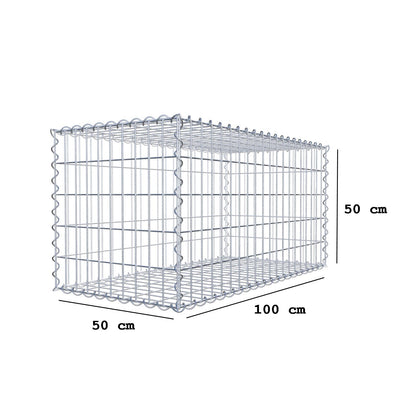 Gabion 100 cm x 50 cm x 50 cm (L x H x P), mailles 5 cm x 10 cm, spirale