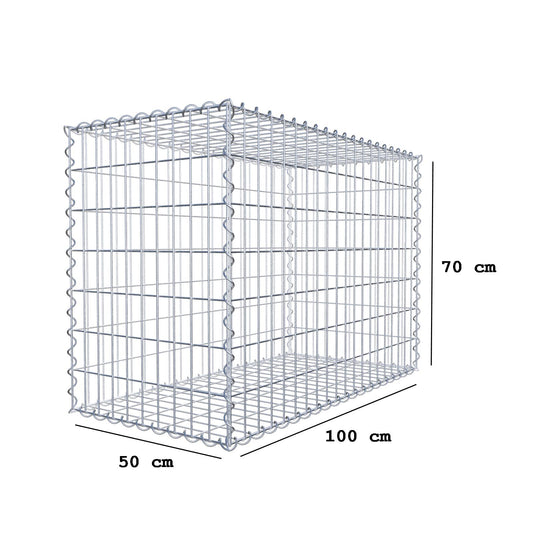 Gabion 100 cm x 70 cm x 50 cm (L x H x D), maskstorlek 5 cm x 10 cm, spiral
