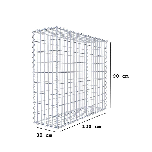 Gabione 100 cm x 90 cm x 30 cm (L x H x T), Maschenweite 5 cm x 10 cm, Spirale