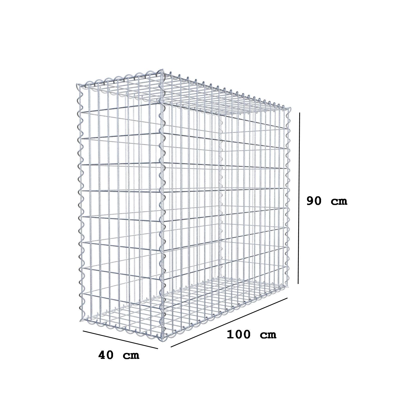 Gabbione 100 cm x 90 cm x 40 cm (L x H x P), maglia 5 cm x 10 cm, spirale