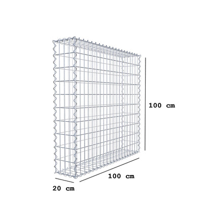 Gabione 100 cm x 100 cm x 20 cm (L x H x T), Maschenweite 5 cm x 10 cm, Spirale