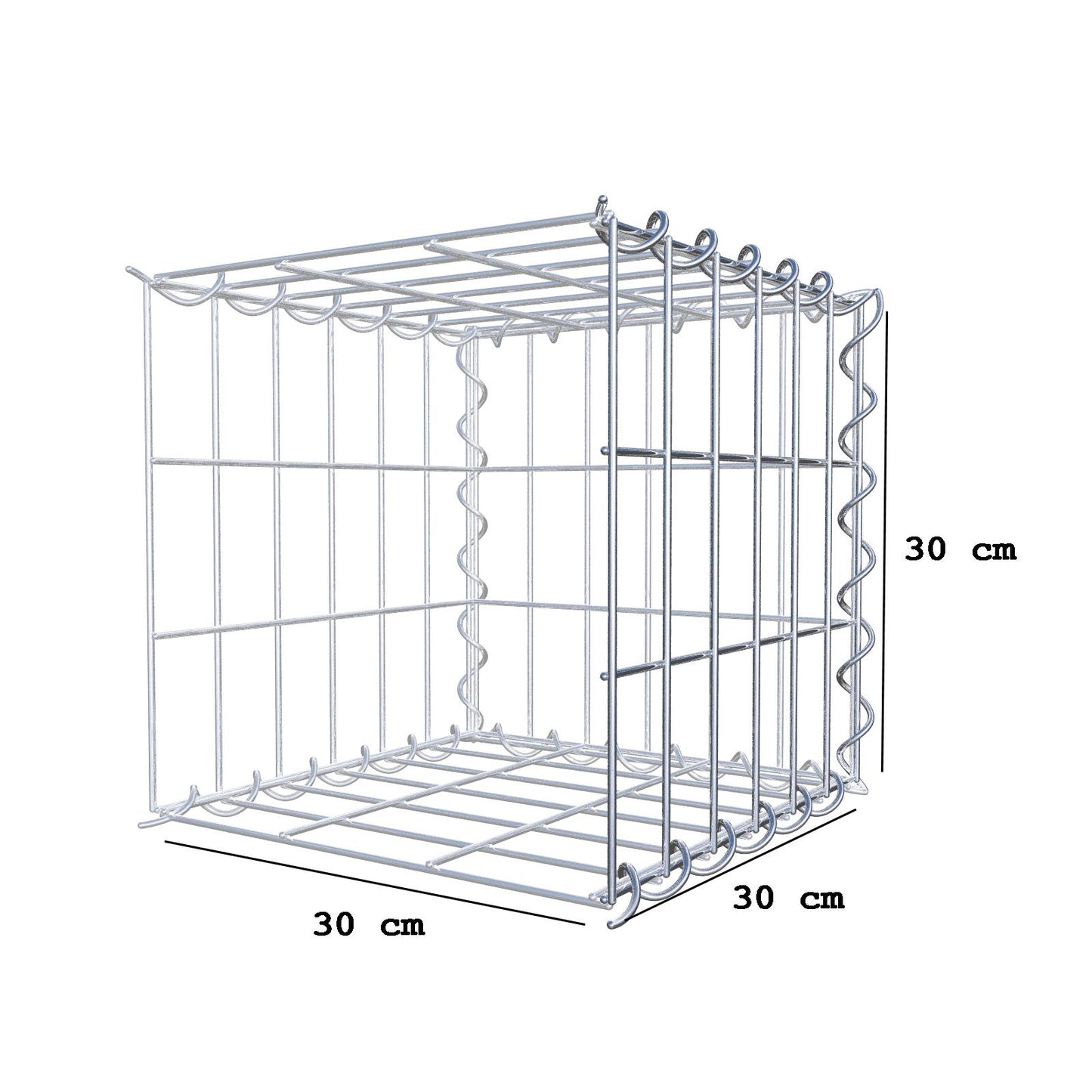 Opvokset gabion type 2 30 cm x 30 cm x 30 cm (L x H x D), maskestørrelse 5 cm x 10 cm, spiral