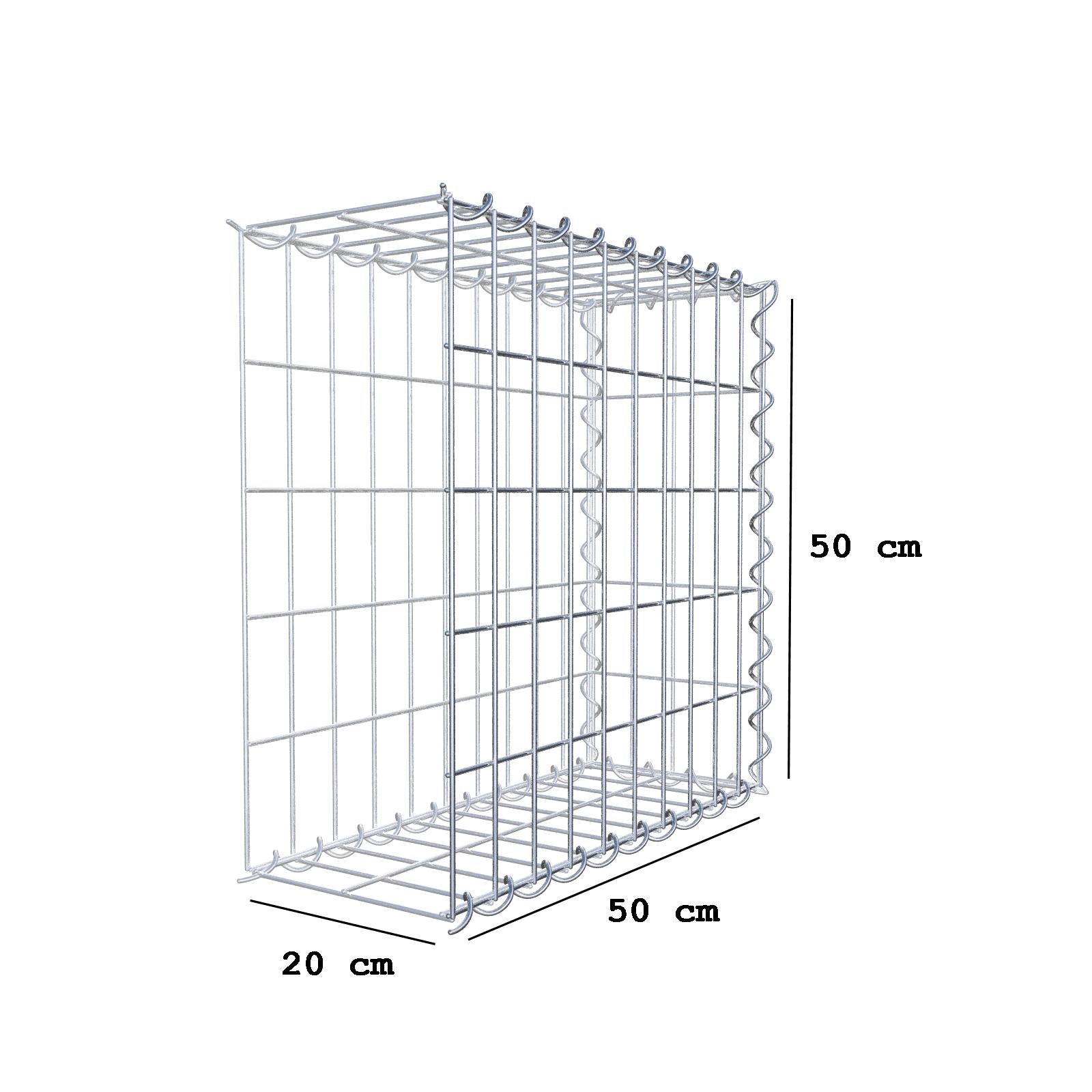 Gabião tipo 2 50 cm x 50 cm x 20 cm (C x A x P), malhagem 5 cm x 10 cm, espiral