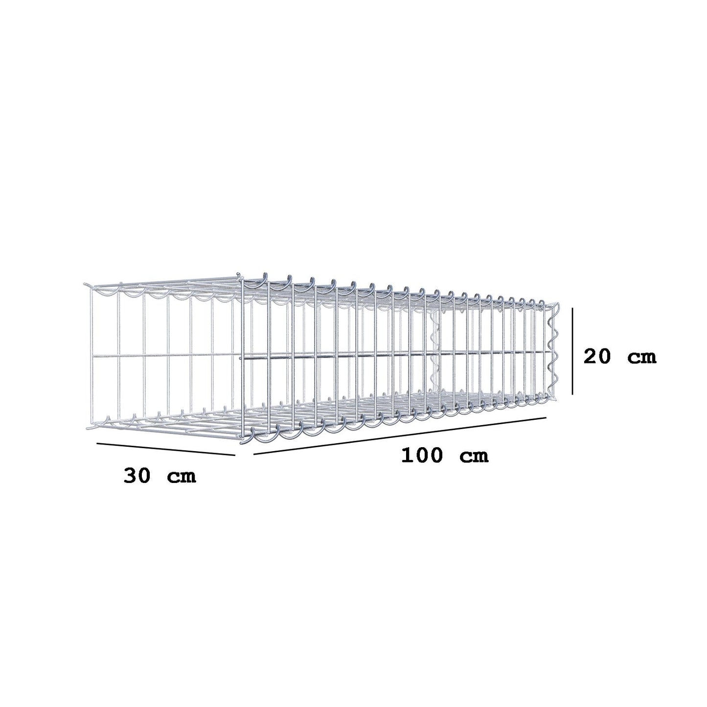 Add-on schanskorf type 2 100 cm x 20 cm x 30 cm (L x H x D), maaswijdte 5 cm x 10 cm, spiraalvormig