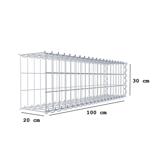Gavión adulto tipo 2 100 cm x 30 cm x 20 cm (largo x alto x profundidad), tamaño de malla 5 cm x 10 cm, espiral