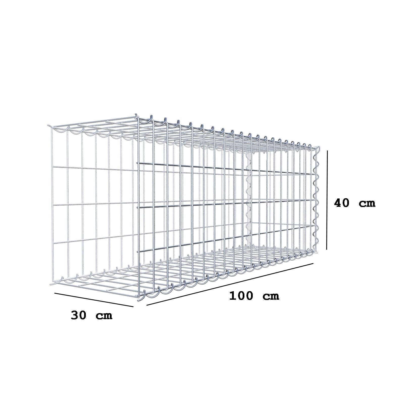 Grown-on gabion type 2 100 cm x 40 cm x 30 cm (L x H x D), mesh size 5 cm x 10 cm, spiral