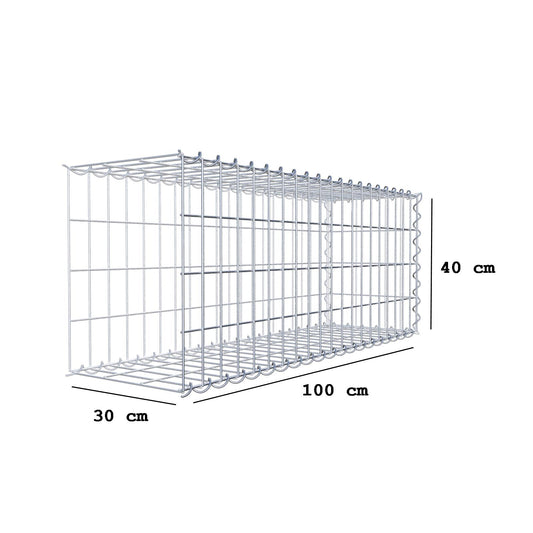 Gabbione aggiuntivo tipo 2 100 cm x 40 cm x 30 cm (L x A x P), maglia 5 cm x 10 cm, spirale