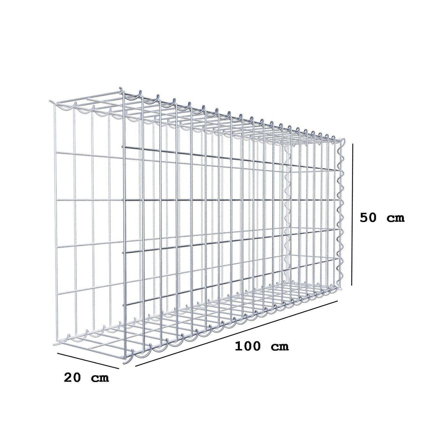 Anbaugabione Typ 2 100 cm x 50 cm x 20 cm (L x H x T), Maschenweite 5 cm x 10 cm, Spirale