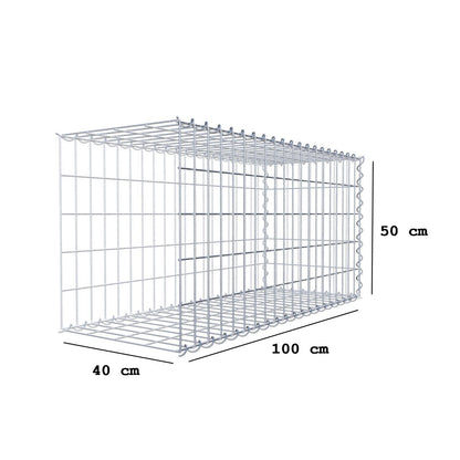 Opvokset gabion type 2 100 cm x 50 cm x 40 cm (L x H x D), maskestørrelse 5 cm x 10 cm, spiral