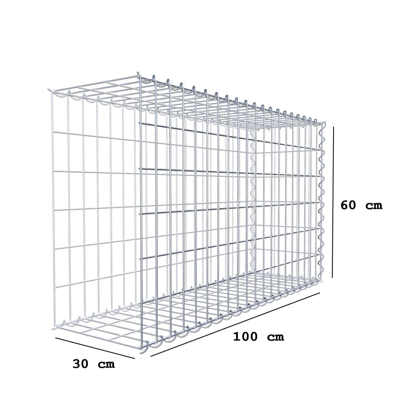 Anbaugabione Typ 2 100 cm x 60 cm x 30 cm (L x H x T), Maschenweite 5 cm x 10 cm, Spirale
