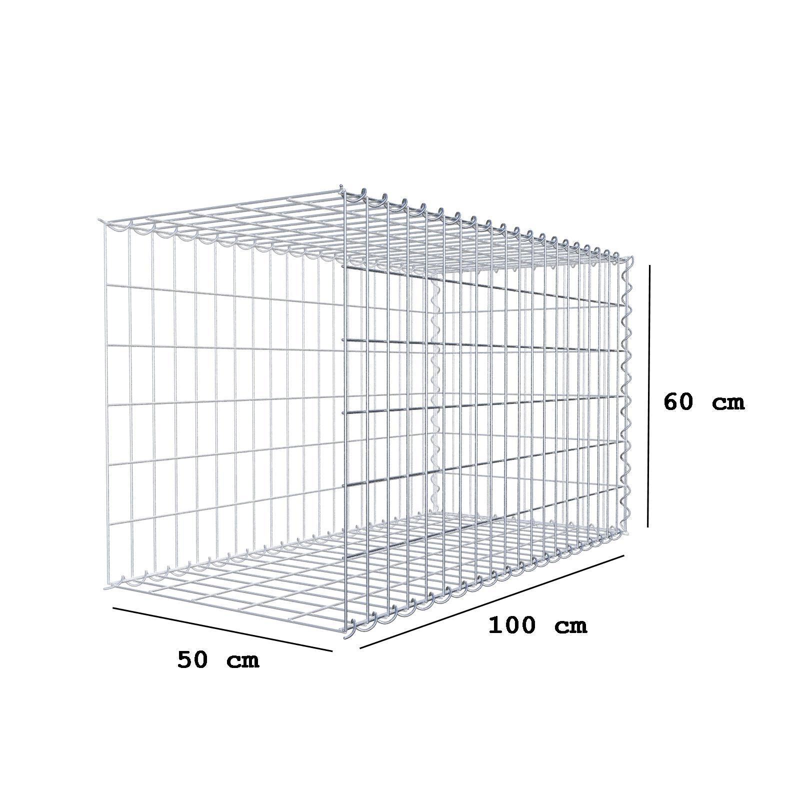 Gabion rapporté type 2 100 cm x 60 cm x 50 cm (L x H x P), mailles 5 cm x 10 cm, spirale