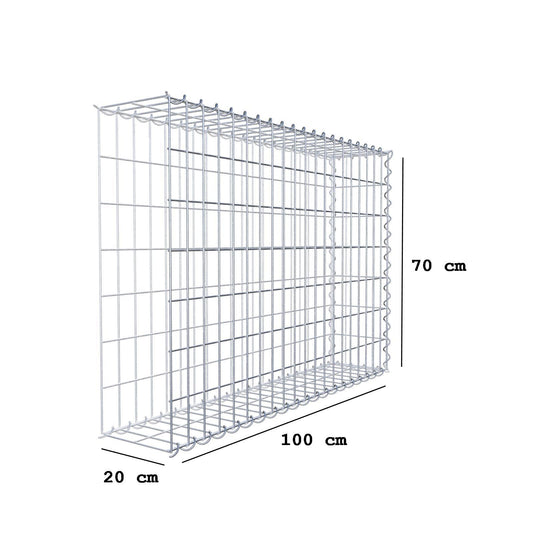 Gabion rapporté type 2 100 cm x 70 cm x 20 cm (L x H x P), mailles 5 cm x 10 cm, spirale