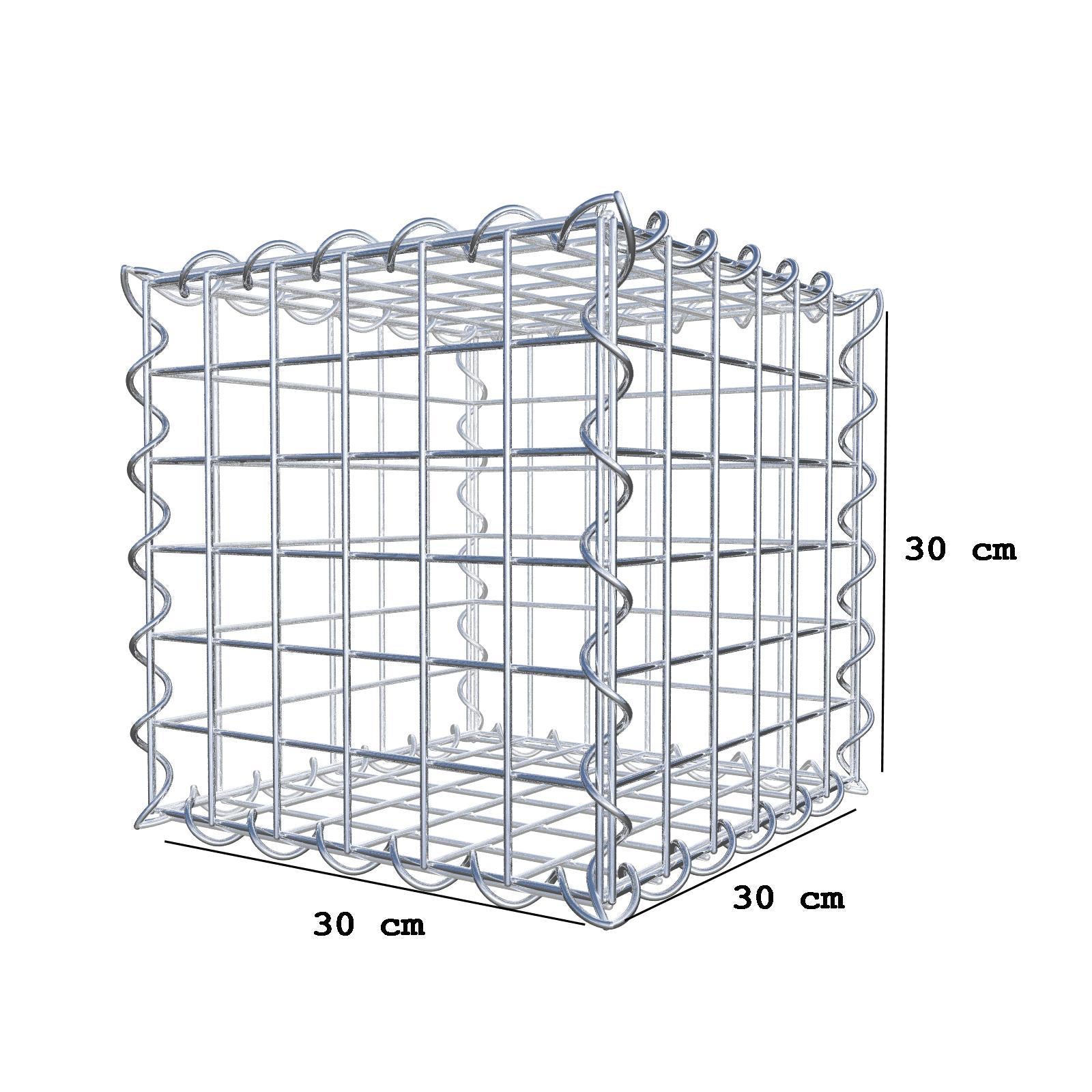 Schanskorf 30 cm x 30 cm x 30 cm (L x H x D), maaswijdte 5 cm x 5 cm, spiraalvormig