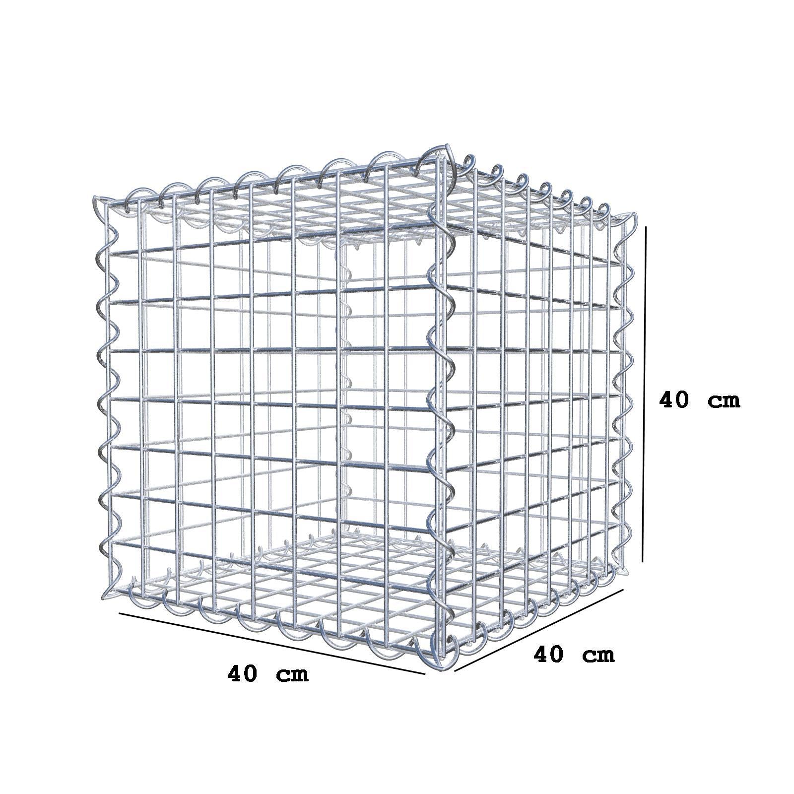 Schanskorf 40 cm x 40 cm x 40 cm (L x H x D), maaswijdte 5 cm x 5 cm, spiraalvormig