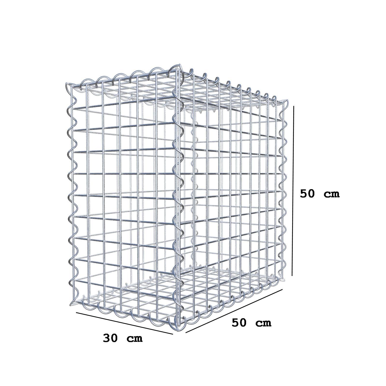 Schanskorf 50 cm x 50 cm x 30 cm (L x H x D), maaswijdte 5 cm x 5 cm, spiraalvormig