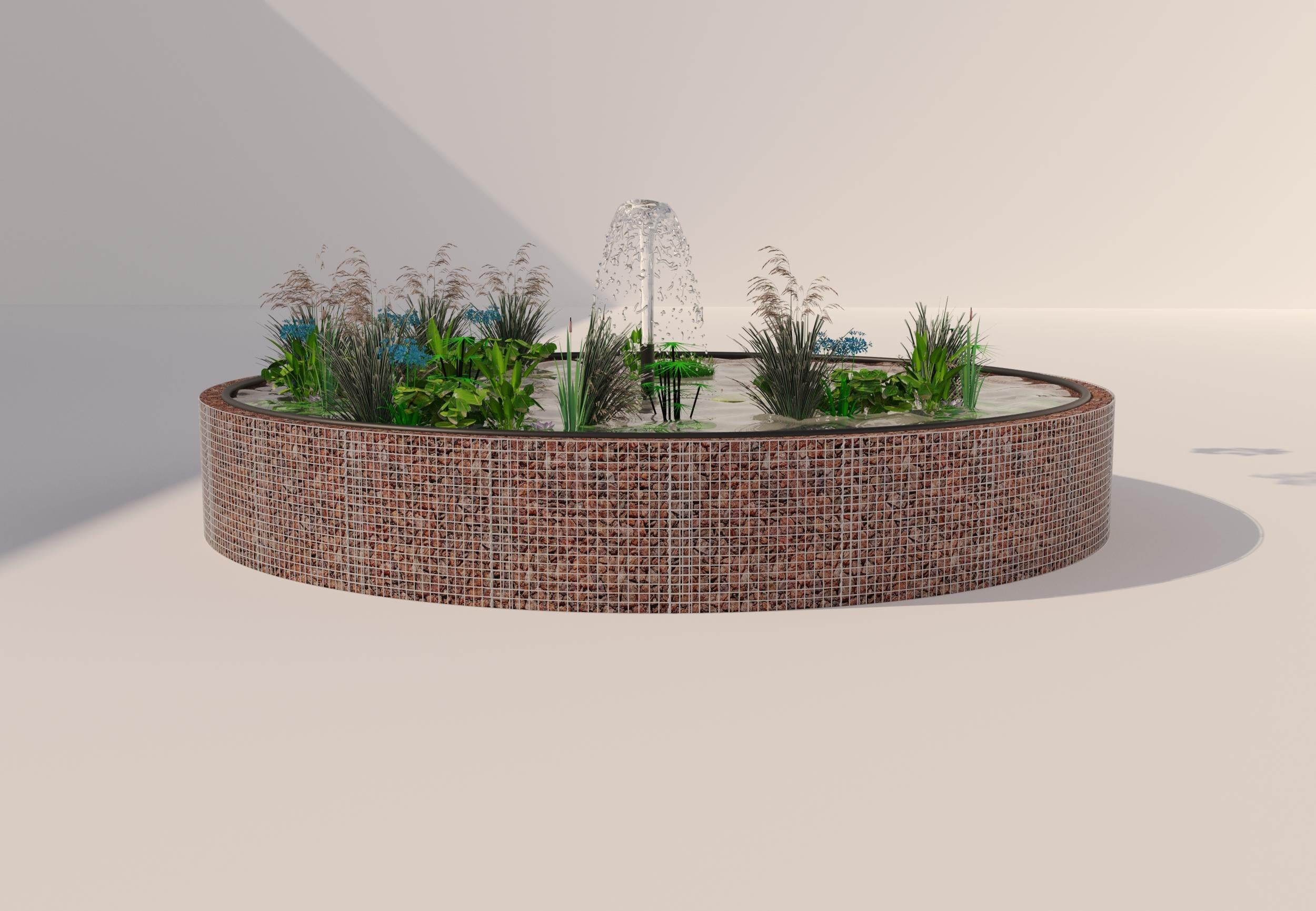 Tanque elevado de gabiões, redondo, diâmetro exterior 292 cm, altura 80 cm, dimensão da malha 5 x 5 cm, espessura da parede 15 cm