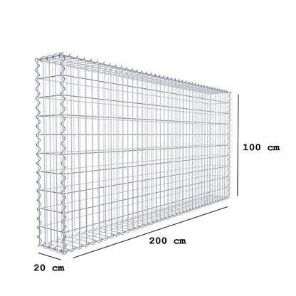 Schanskorf 200 cm x 100 cm x 20 cm (L x H x D), maaswijdte 5 cm x 10 cm, spiraalvormig