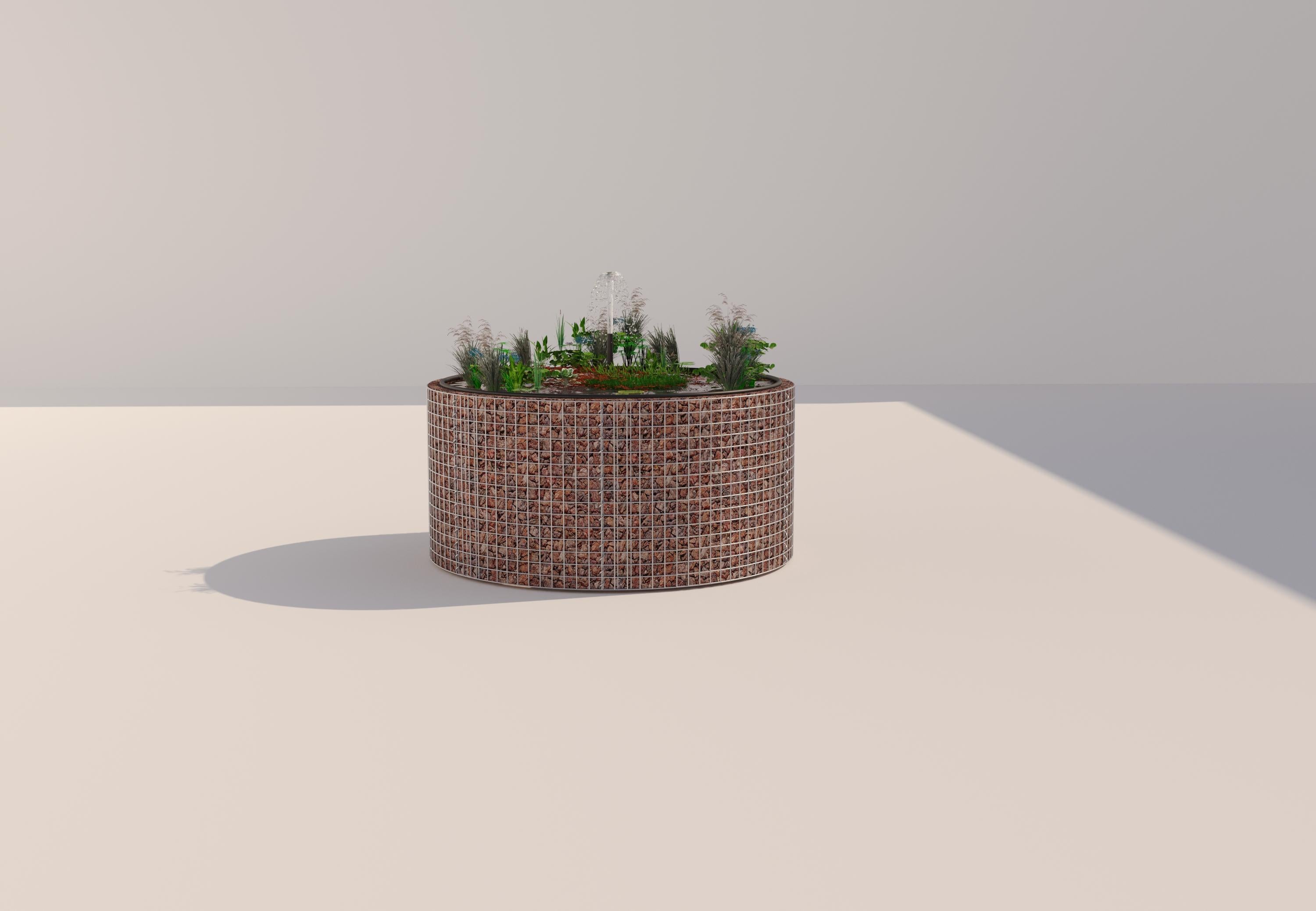 Laghetto rialzato in gabbioni, rotondo, diametro esterno 172 cm, altezza 80 cm, maglia 5 x 5 cm, spessore parete 15 cm