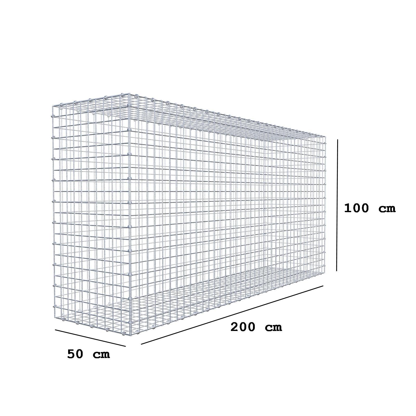 Gabião 200 cm x 100 cm x 50 cm (C x A x P), malhagem 5 x 5 cm, anel espiral