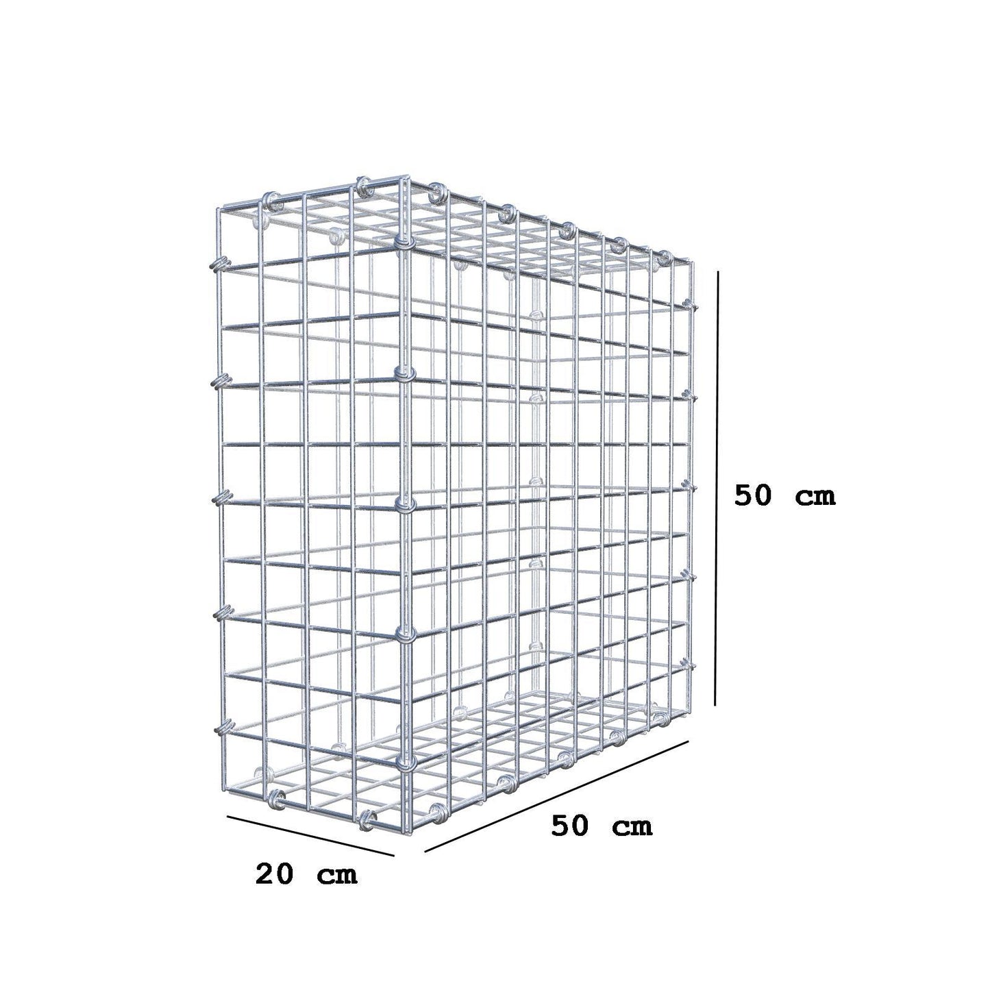 Gabion 50 cm x 50 cm x 20 cm (L x H x P), mailles 5 x 5 cm, anneau en spirale