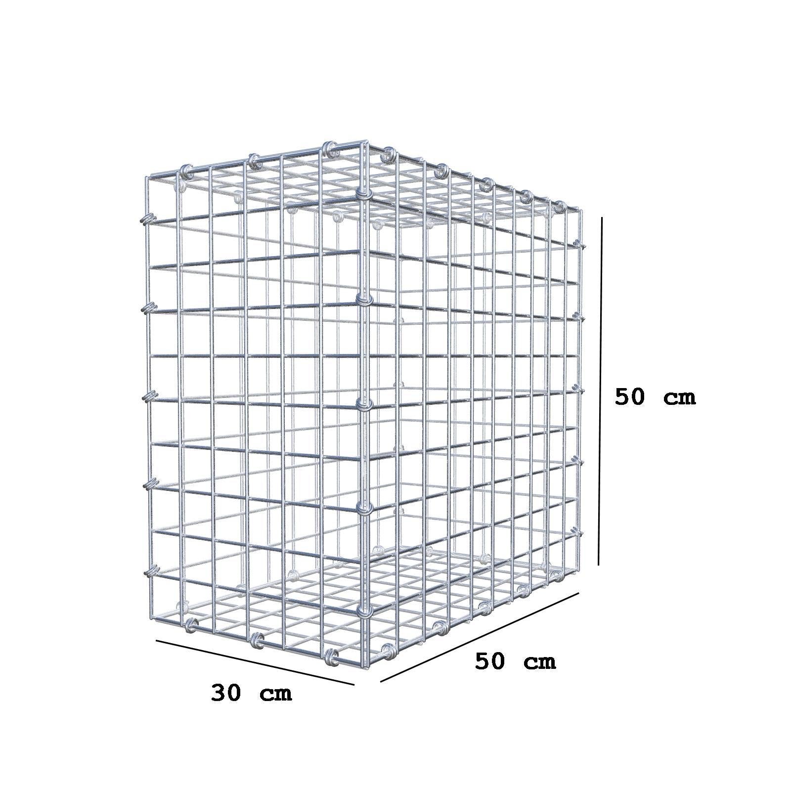 Gabbione 50 cm x 50 cm x 30 cm (L x H x P), maglia 5 x 5 cm, anello a spirale