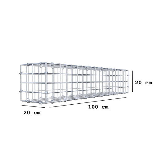 Gabione 100 cm x 20 cm x 20 cm (L x H x T), Maschenweite 5 x 5 cm, Spiralring