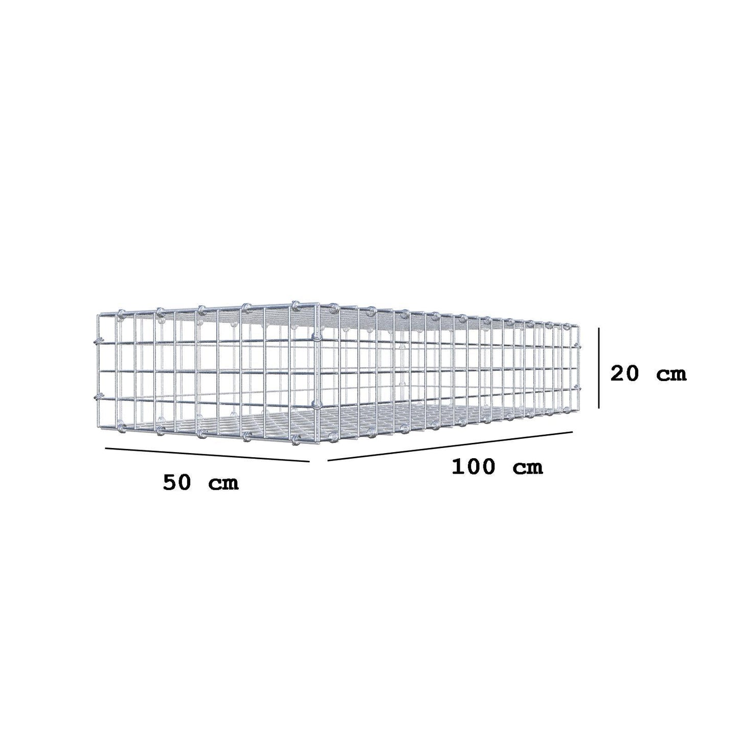 Gabião 100 cm x 20 cm x 50 cm (C x A x P), malhagem 5 x 5 cm, anel espiral