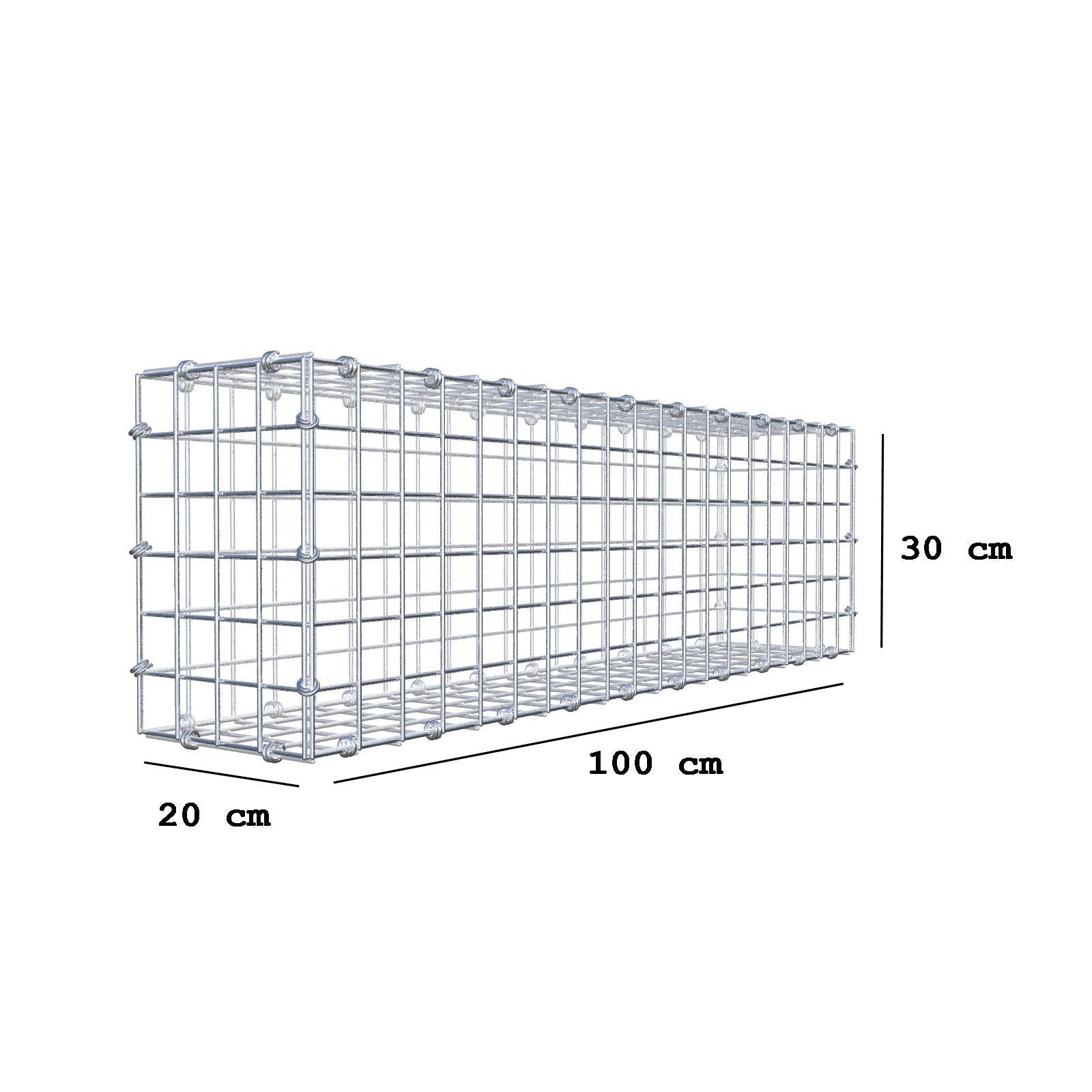 Gabião 100 cm x 30 cm x 20 cm (C x A x P), malhagem 5 x 5 cm, anel espiral