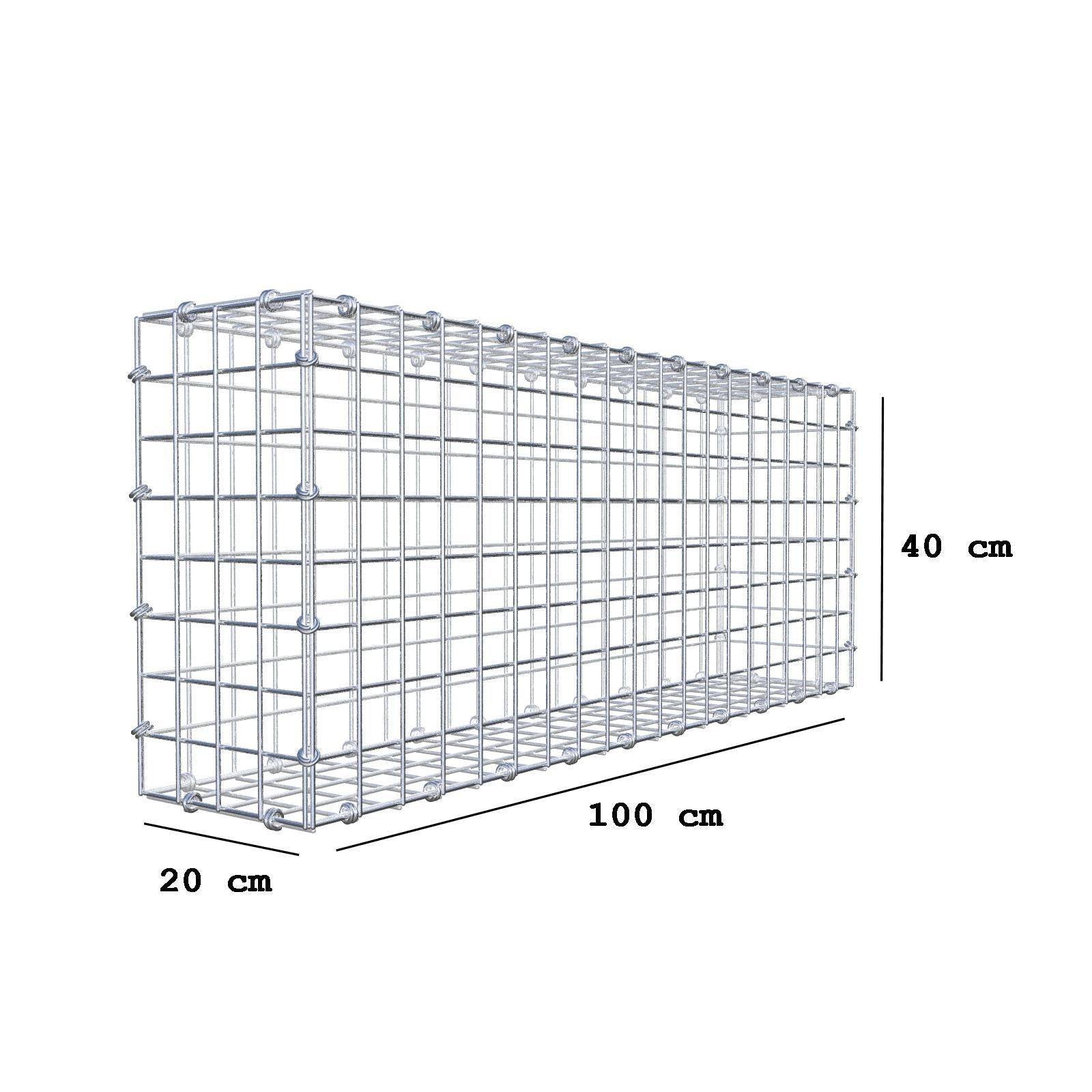Schanskorf 100 cm x 40 cm x 20 cm (L x H x D), maaswijdte 5 x 5 cm, spiraalring