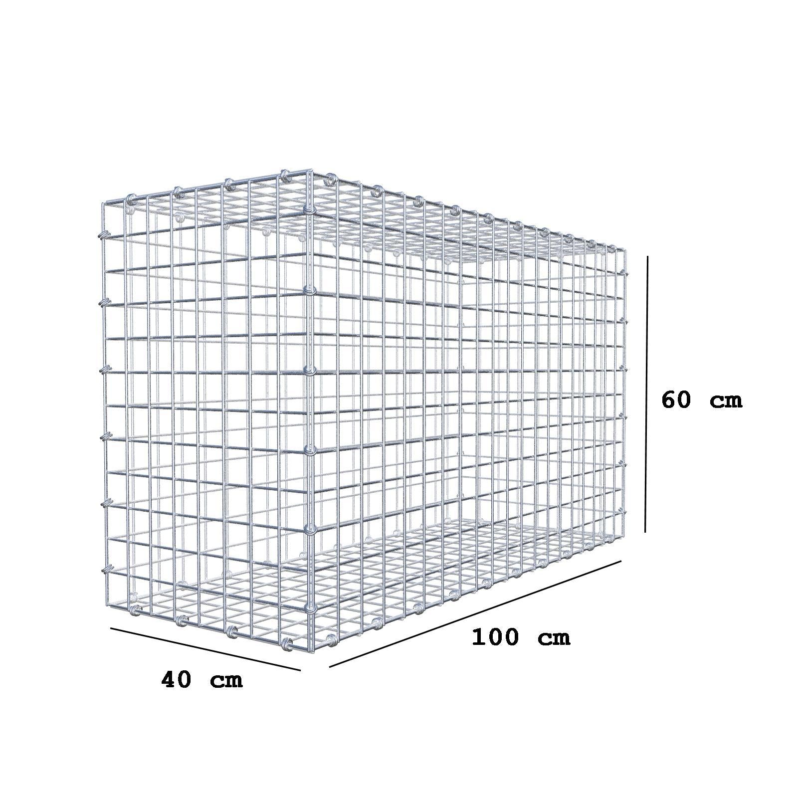 Gabião 100 cm x 60 cm x 40 cm (C x A x P), malhagem 5 x 5 cm, anel espiral