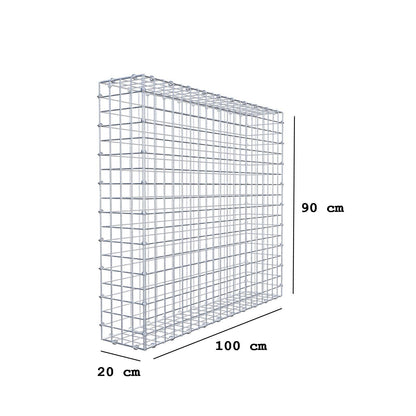 Gabion 100 cm x 90 cm x 20 cm (L x H x D), maskestørrelse 5 x 5 cm, spiralring
