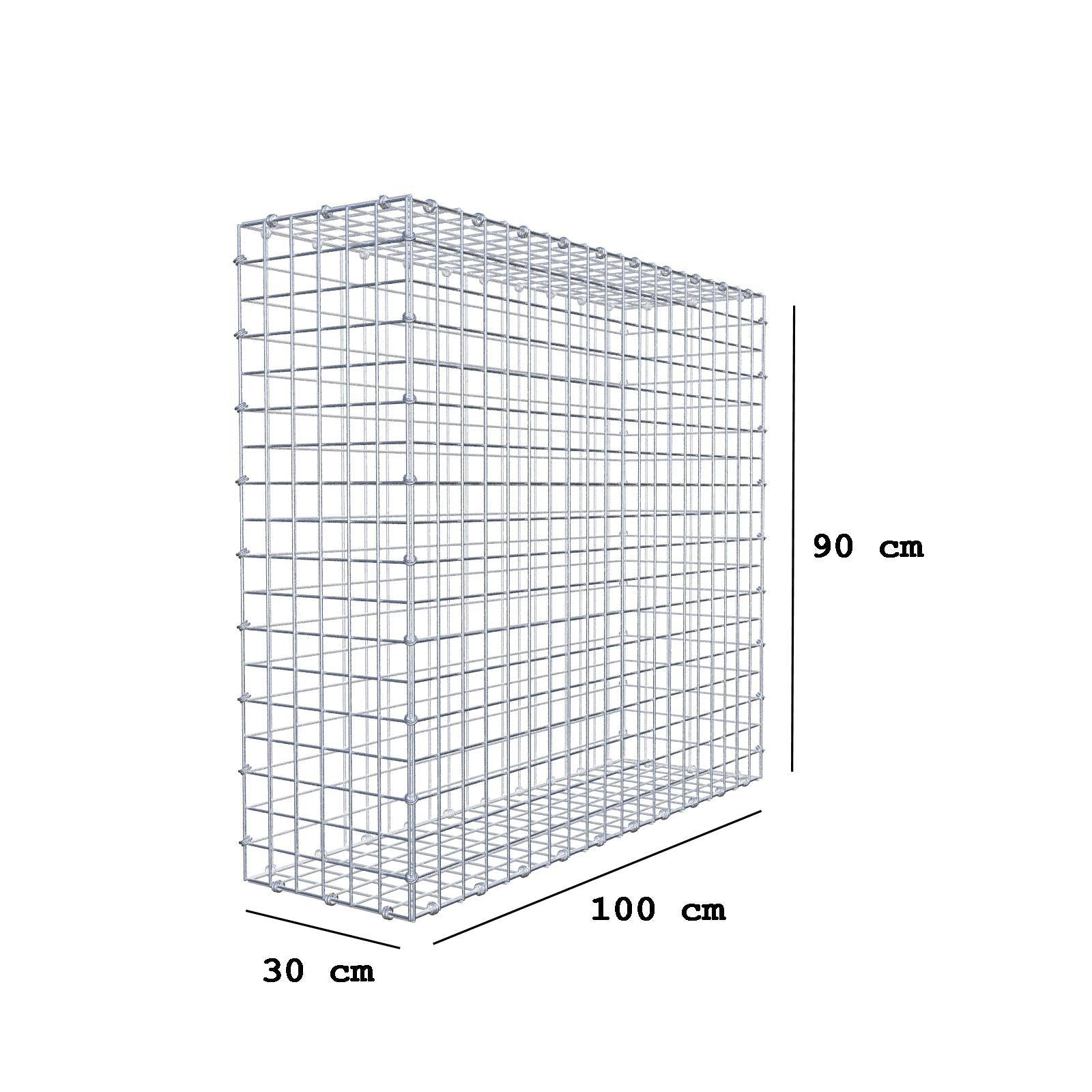 Schanskorf 100 cm x 90 cm x 30 cm (L x H x D), maaswijdte 5 x 5 cm, spiraalring
