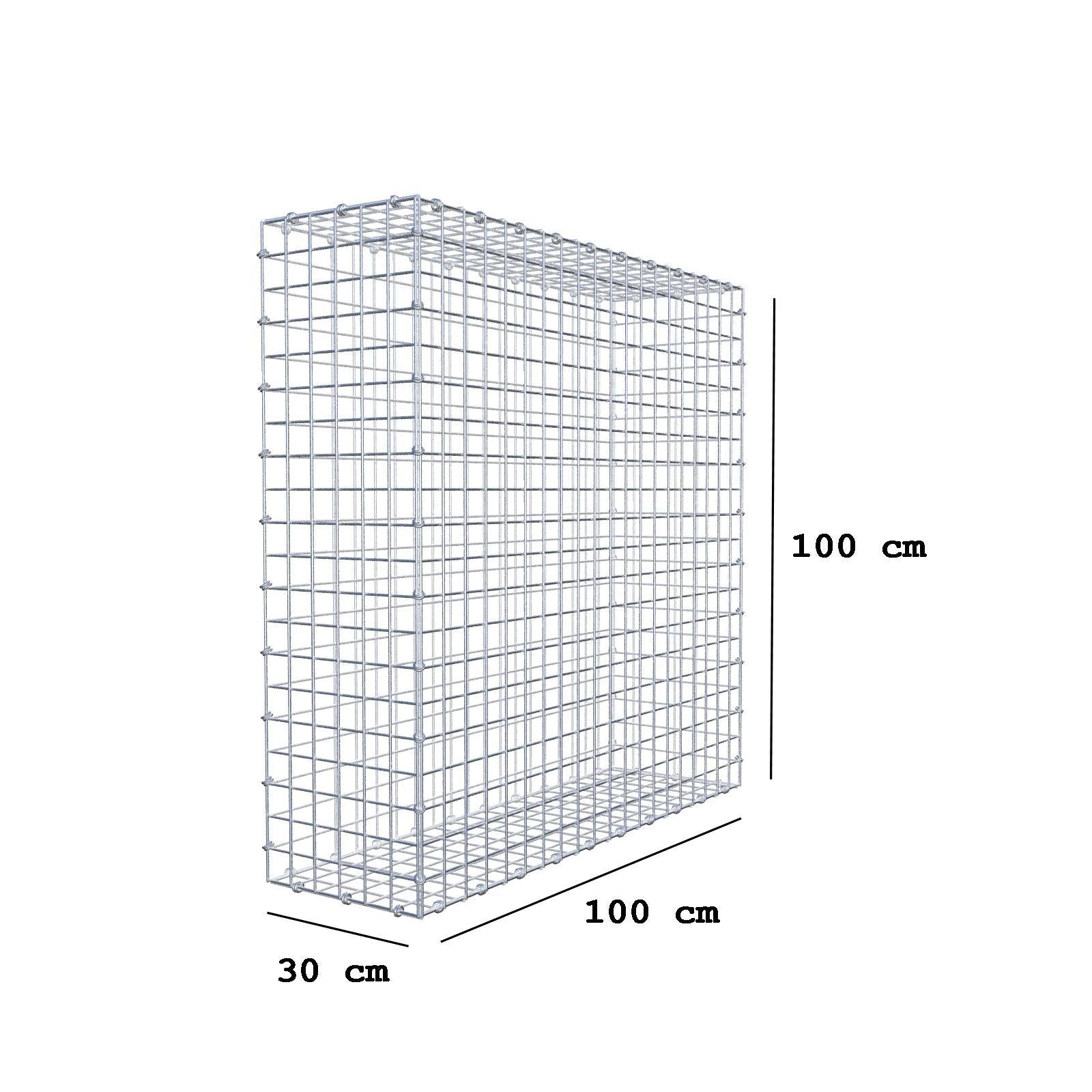 Gabbione 100 cm x 100 cm x 30 cm (L x H x P), maglia 5 x 5 cm, anello a spirale