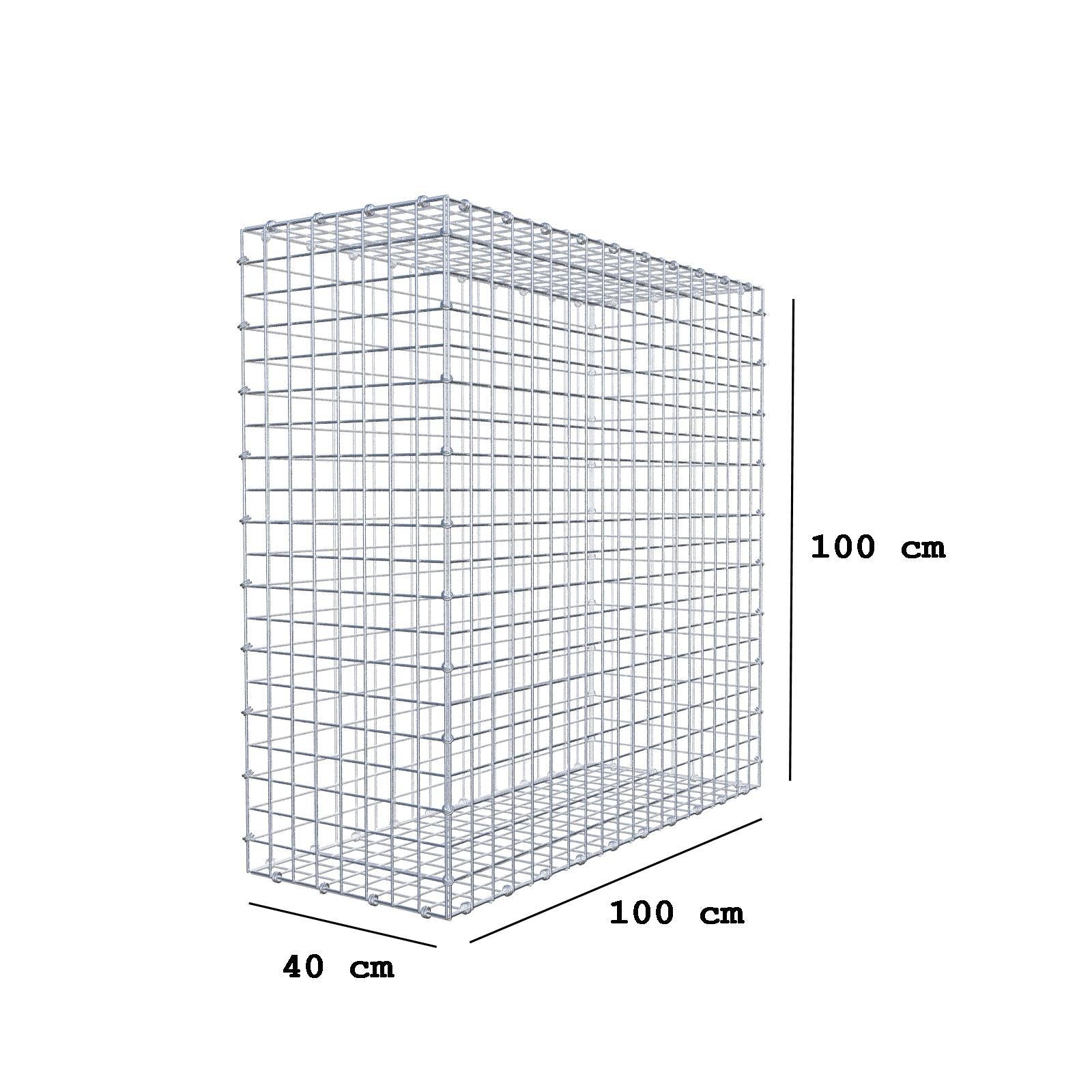 Gabion 100 cm x 100 cm x 40 cm (L x H x D), mesh size 5 x 5 cm, spiral ring