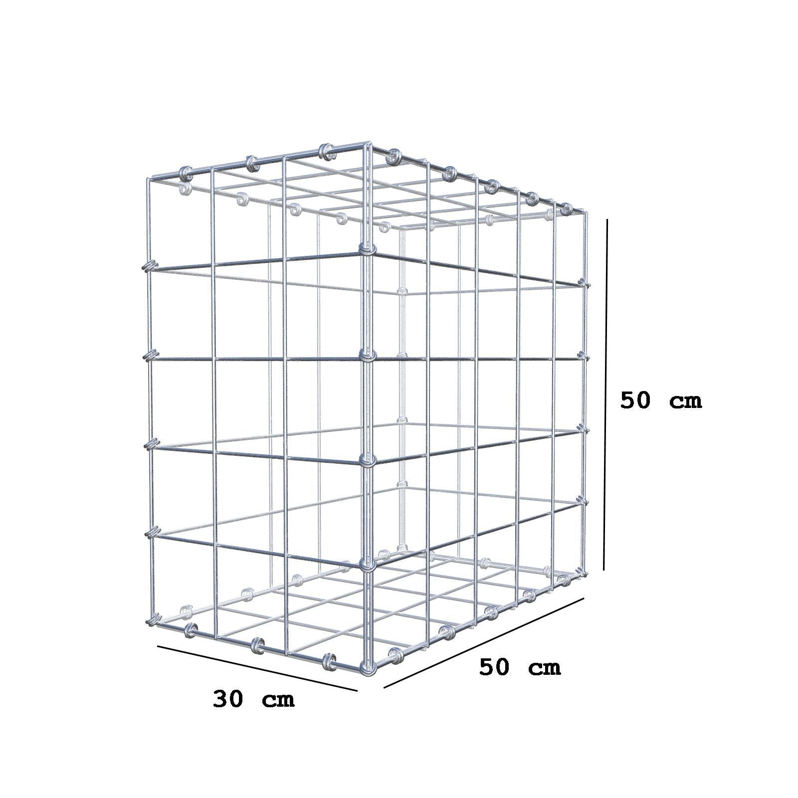 Gabbione 50 cm x 50 cm x 30 cm (L x H x P), maglia 10 x 10 cm, anello a spirale