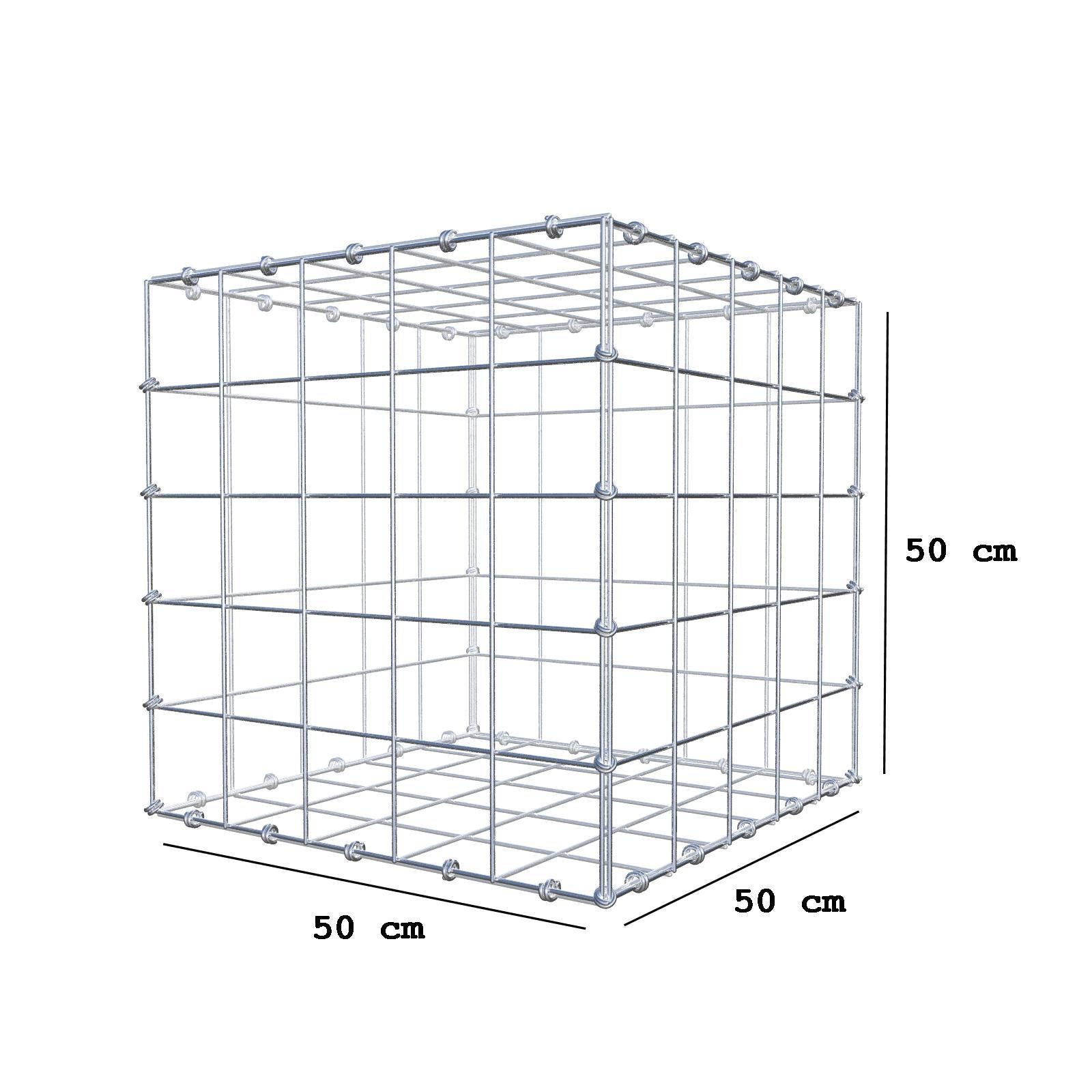 Gabbione 50 cm x 50 cm x 50 cm (L x H x P), maglia 10 x 10 cm, anello a spirale