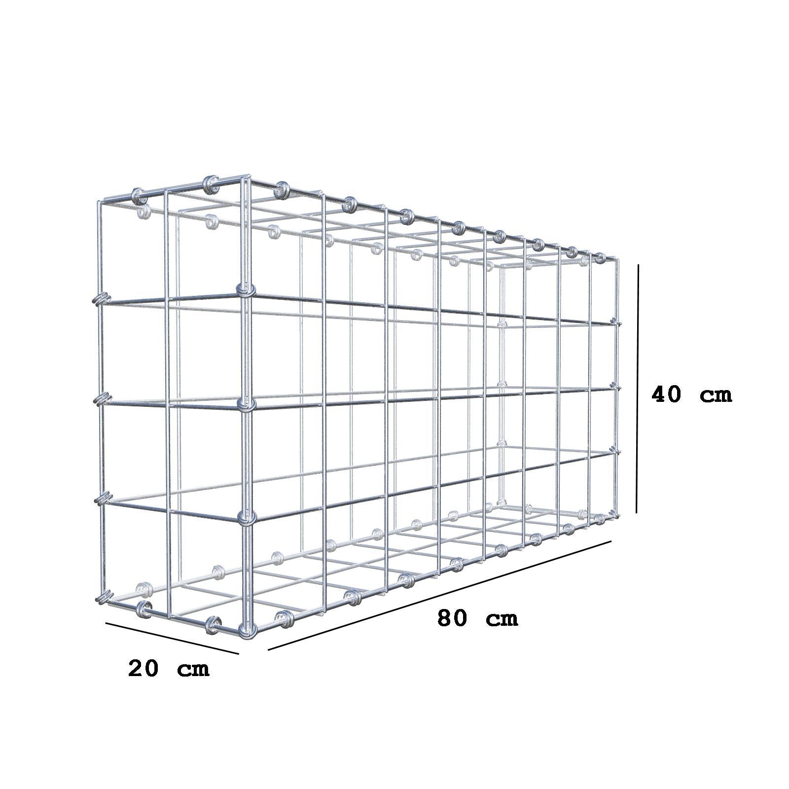 Gabbione 80 cm x 40 cm x 20 cm (L x H x P), maglia 10 x 10 cm, anello a spirale