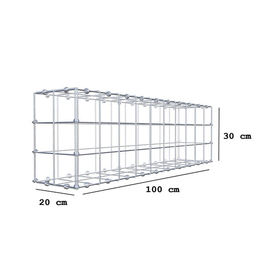Gabion 100 cm x 30 cm x 20 cm (L x H x D), mesh size 10 x 10 cm, spiral ring